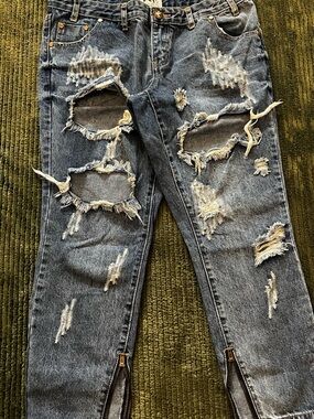 One Teaspoon Distressed Slim Straight Jeans